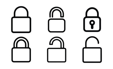 Security Lock Icons Set. Minimalist Vector Line Art for Privacy