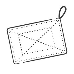 角にループ紐のついたシンプルな雑巾のイラスト