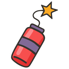Red dynamite stick explosive flat color vector illustration template design