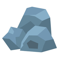 gray stone piece of mountain rock flat color vector illustration template design