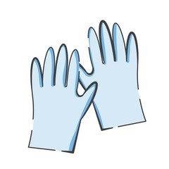 シンプルなブルー系の使い捨て手袋　両手セットのイラスト