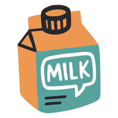 Milk carton package drink beverage flat color vector illustration template design
