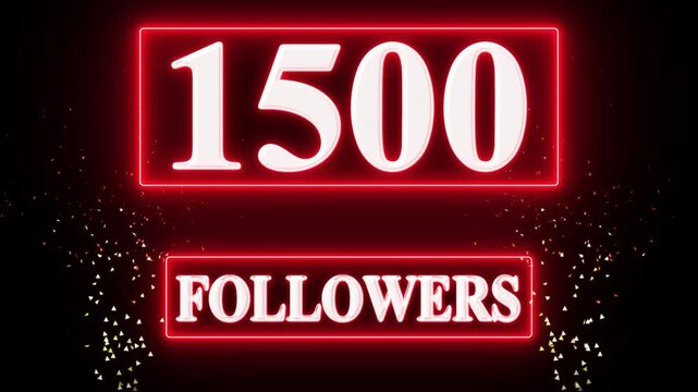 1500 followers . Thank You, social sites post. Thank you followers congratulation card, Congratulations Social media 1500 followers counting notification icon animation on alpha channel. 4k video