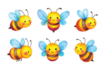 watercolor cute bees bundle collections