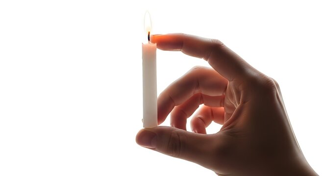 Illuminating hope with a candle flame held gently in hand offering light and warmth symbolic gesture