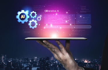 A futuristic concept of an enterprise Artificial Intelligence platform. This system uses machine...