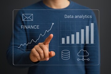 Finance data analytics growth chart on digital interface, business finance growth data