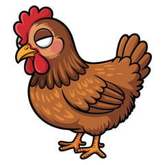 Sleepy chicken cartoon illustration isolated on white background suitable for farm animal character playful children design and educational artwork