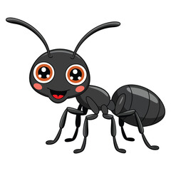 Smiling black ant vector illustration suitable for cartoon insect animal cute design nature or educational themed creative artwork and illustration