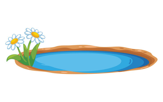 Small pond vector illustration isolated on white background ideal for nature water feature landscape garden environmental scene and creative artwork