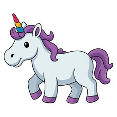 Unicorn character isolated on white background vector illustration perfect for fantasy cartoon kids designs magical creature themed creative artwork