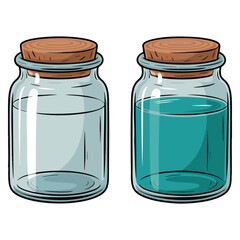 Two containers with and without water illustration isolated vector design perfect for education science experiment physics learning or transparent liquid themed artwork