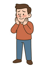 Cartoon Embarrassed Full Body Vector — Shy Blushing Character