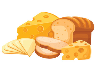 Vector illustration of cheese isolated on white background ideal for cooking recipe food packaging dairy product or culinary themed creative design
