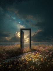 Mystic Portal Blossom Field Galactic Sky