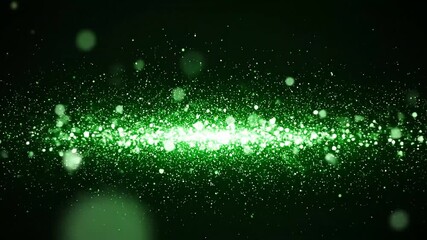 Abstract green particles floating on a black background for various visual projects - Powered by Adobe