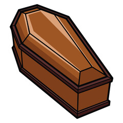 Vector illustration of funerary coffin box in color isolated ideal for funeral service design memorial ceremony or death themed creative artwork