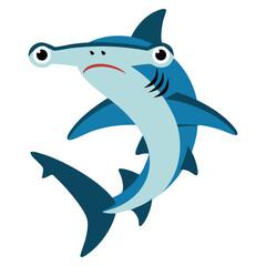 Vector illustration of hammerhead shark with big smile suitable for ocean marine wildlife aquatic cartoon animal or creative artwork design concepts