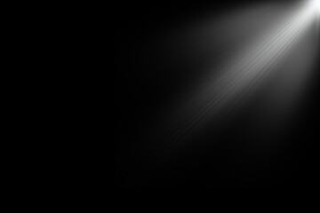 Diagonal White Light Ray Effect—Lighting Burst on Dark Background, Spotlight Beam Overlay, Elegant White Light