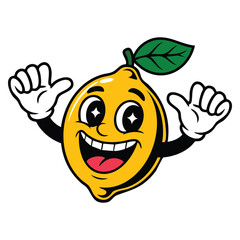 Vector illustration of lemon smiley on white background ideal for cartoon fruit design healthy fresh summer theme or fun cheerful creative artwork