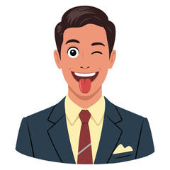Vector illustration of male showing tongue emotion icon isolated avatar facial expression ideal for user interface social media emoji app reaction artwork