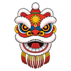 Fototapeta premium Vector illustration of lion face Chinese New Year festival ideal for festive decoration cultural holiday celebration or creative event themed artwork