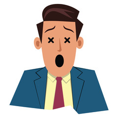 Vector illustration of male shocked emotion icon isolated avatar facial expression ideal for emoji app interface social media or user reaction creative design