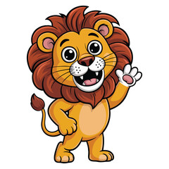 Vector illustration of lion waving hands isolated design ideal for cartoon mascot friendly jungle animal or wildlife themed creative artwork concept