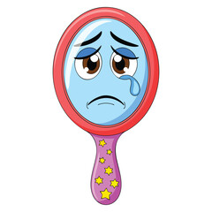 Vector illustration of mirror featuring face isolated on white background perfect for self reflection portrait or creative decorative character themed artwork
