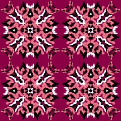 Pink Black White Ikat Seamless Pattern - Seamless Pattern pink feminine ikat - Paper printing and textile printing