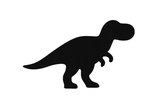 Dinosaur silhouette cutout, black tyrannosaurus rex shape on transparent background, prehistoric animal concept