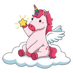 Vector illustration of pretty pink unicorn concept isolated on white background perfect for fantasy magical creature whimsical kids themed creative designs