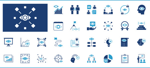 Vision related solid icons set. Vector business related icons.
