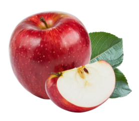 red apple and slice isolated on white background