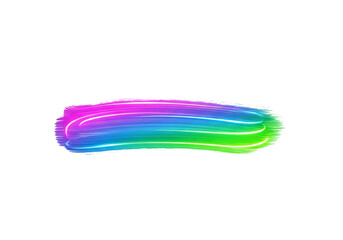 Vibrant rainbow colored paint brush stroke with textured detail isolated on transparent background
