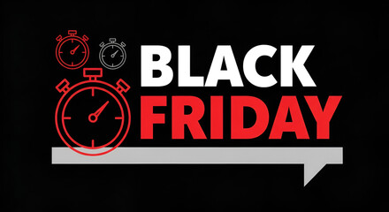 Image is a digital graphic with a bold and modern style, featuring a black background. The layout is centered, with the text 'BLACK FRIDAY' prominently displayed. 'BLACK' is in large, white, bold uppe