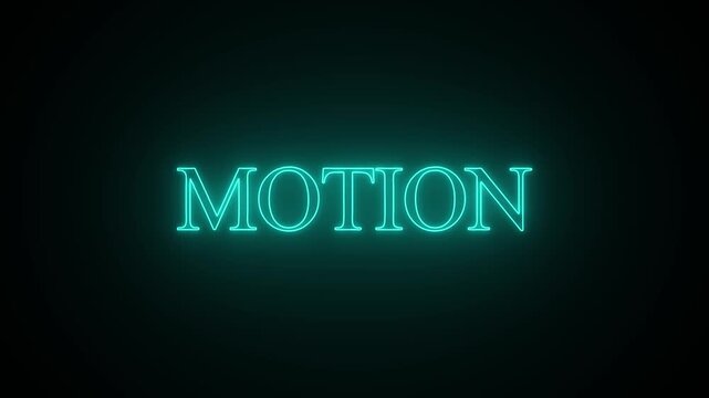 Glowing cyan neon word motion on dark background