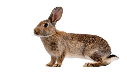 Cute Baby Rabbit Isolated on White - Adorable Young Bunny Pet Portrait Stock Photo