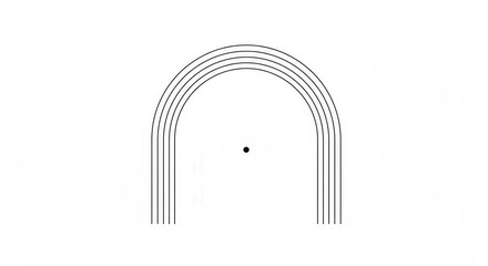 Concentric arch outlines create a minimalist symmetric geometric design with a central dot