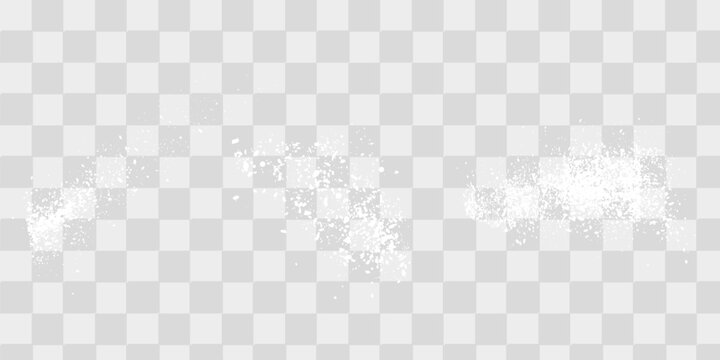 Sugar or salt powder piles set isolated on transparent background. Vector realistic illustration of white dry substance scattered on surface, ground food seasoning,