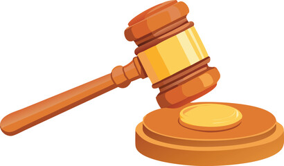 Illustration of a wooden gavel resting on a sound block, symbolizing justice and authority. The tone is formal, with a clean, minimalistic style.