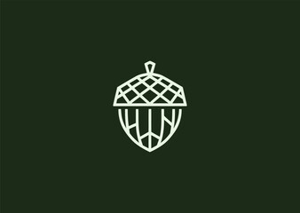 A minimalist acorn logo in elegant line style, symbolizing growth, potential, and nature’s strength, featuring clean geometric curves in a simple vector design © PULO