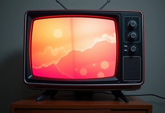 Retro TV screen with static, iconic broadcast signal,  signal,  tv signal - Powered by Adobe