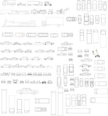 2D Car Drawing – Top and Side View for Architectural and Interior Design Plans