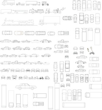 2D Car Drawing &ndash; Top and Side View for Architectural and Interior Design Plans