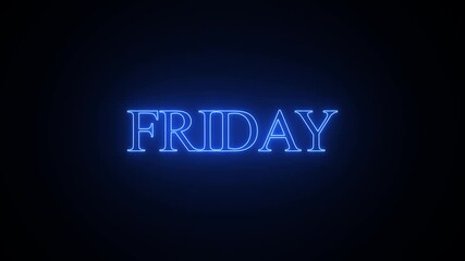 Bright blue neon friday text on a dark background - Powered by Adobe
