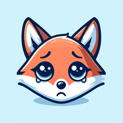 cartoon vector illustration of a sobbing fox
