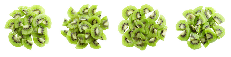 kiwi fruit slices, isolated on white background