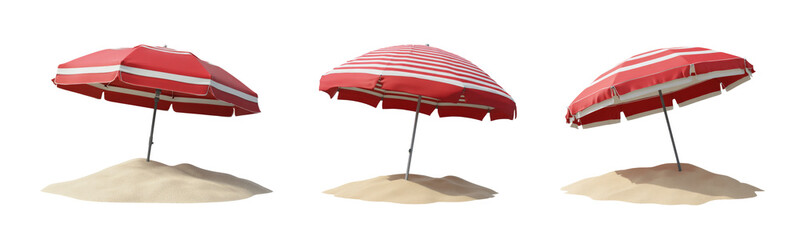 beach umbrellas set, isolated on white background