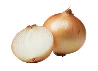 fresh yellow onions on white background